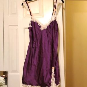 VICTORIA'S SECRET Satin & Lace Teddy with Adjustable Straps Size L